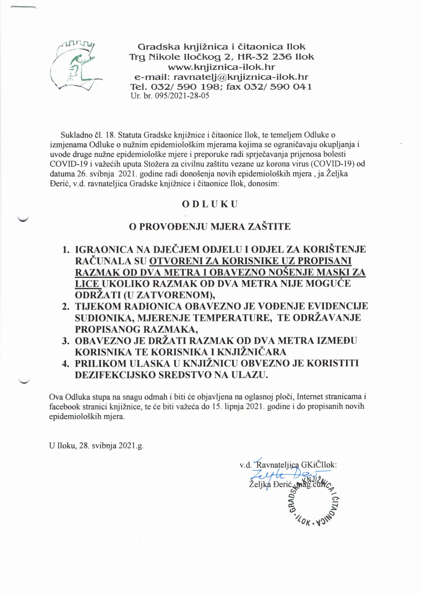 ODLUKA O PROVOĐENJU MJERA ZAŠTITE