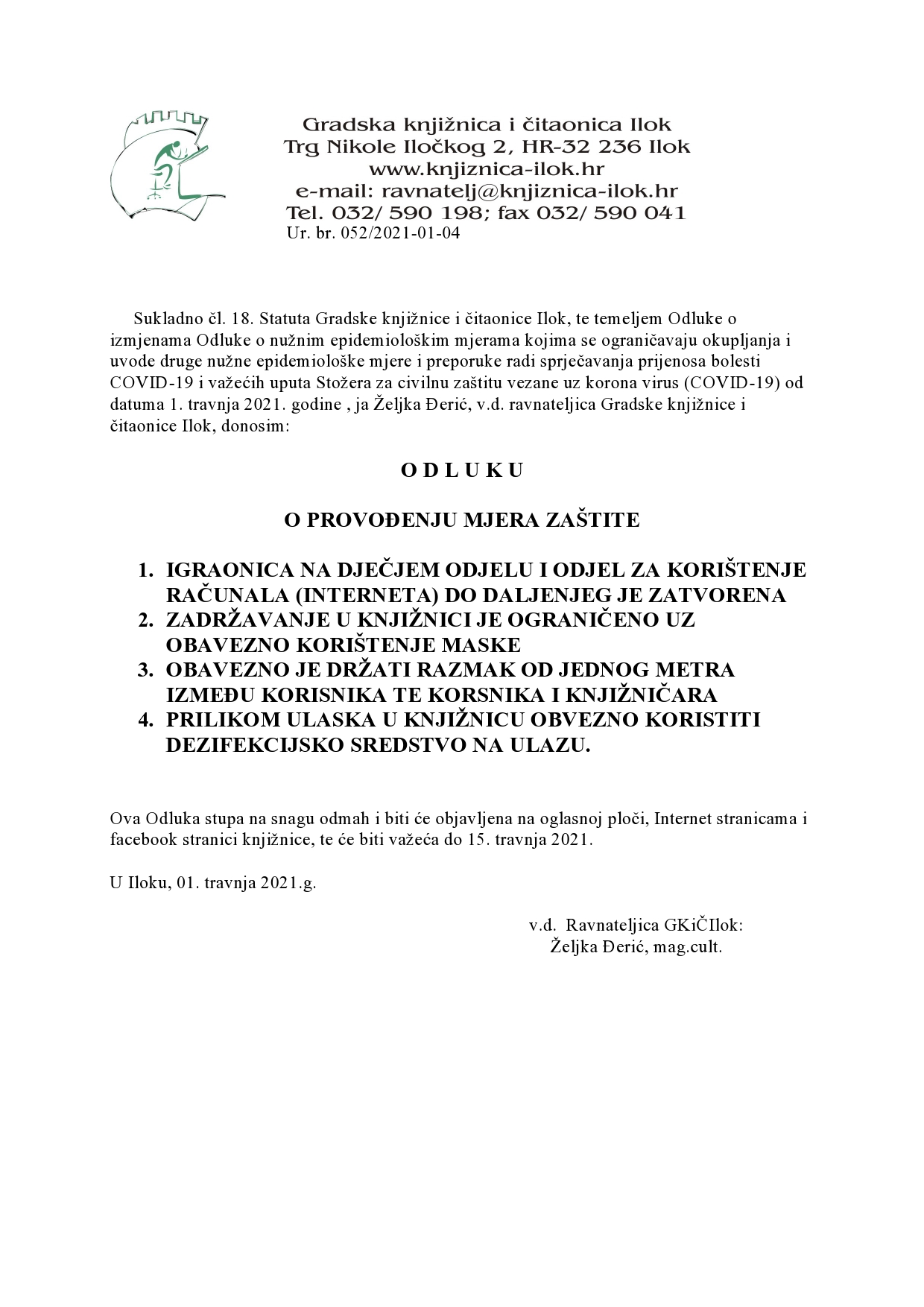 Odluka o provođenju mjera zaštite